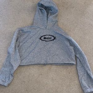 Forever 21 Saint Cropped Hoodie Size Medium